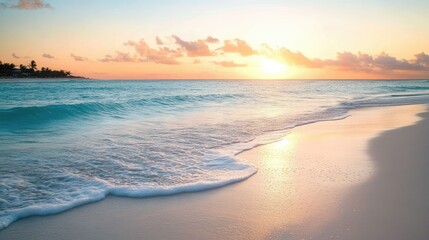 Serene Sunset Over Calm Ocean Wave