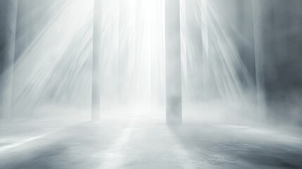 Ethereal Light in a Foggy Forest Setting