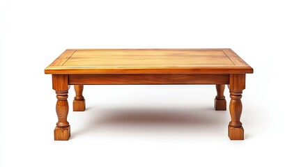 Fototapeta premium Elegant Wooden Coffee Table on White Background