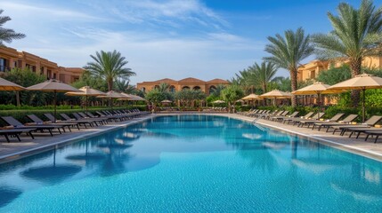 Serene Poolside Retreat with Tropical Palm Trees