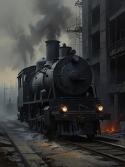 Fototapeta premium steam train in the woods