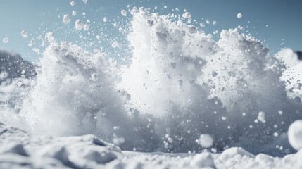 Powerful Ocean Waves Crash Against Shoreline