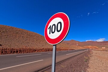 Speed Limit 100 km Road Sign