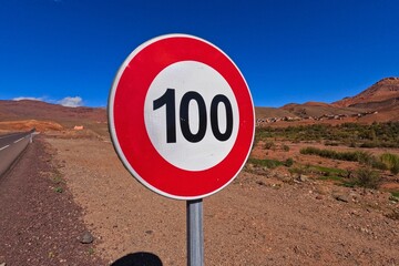 Speed Limit 100 km Road Sign