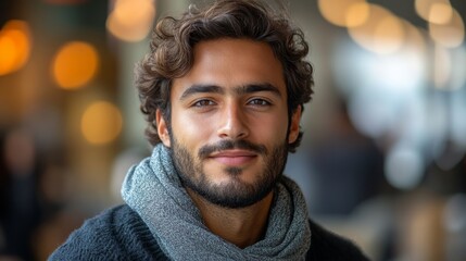Young Middle Eastern man developing software at a cozy coffee shop during the afternoon hours