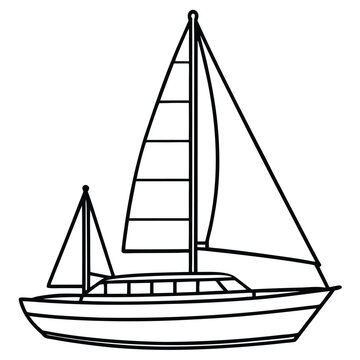 recommend clip art: Sailing yacht vector hand-drawn vector illustration Isolated white background.