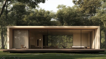 Fototapeta premium Modern minimalist house in natural setting