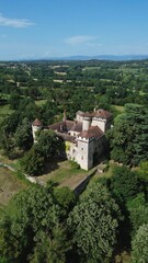 drone photo Poype de Serrières castle france europe