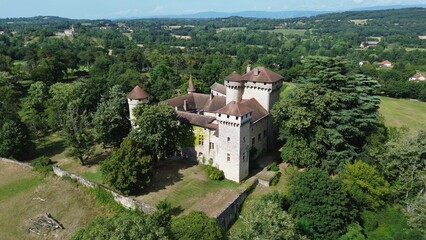 drone photo Poype de Serrières castle france europe