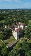 drone photo Poype de Serri&egrave;res castle france europe