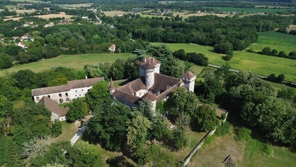 Fototapeta premium drone photo Poype de Serrières castle france europe