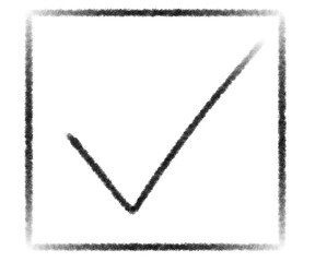 黒色で水彩風のチェックマーク