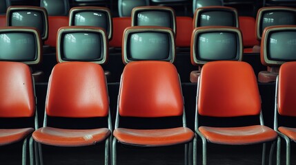 Retro Chairs and Vintage TVs in a Row