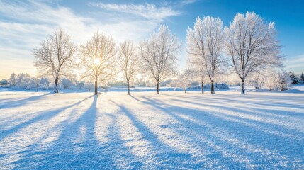 Serene Winter Landscape with Frosty Trees