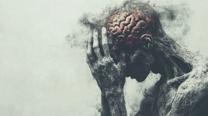 Abstract representation of mental strain and neuroscience concepts