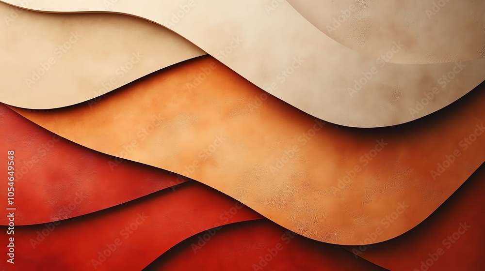 Poster abstract background with wavy lines and a gradient of red, orange, and white colors.