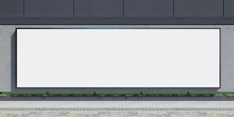 Blank billboard on wall. Outdoor street billboard for mockup