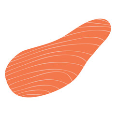 Salmon slices. Red fish pieces. Raw trout strips