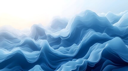 Obraz premium An abstract representation of soft, undulating waves in varying shades of blue, creating a serene and calming atmosphere, reminiscent of oceanic landscapes.