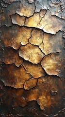 Cracked Metallic Surface with Brown and Gold Tones