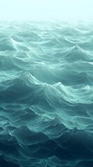 Obraz premium A captivating view of turbulent ocean waves, showcasing a gradient of teal and deep blue hues, evoking a sense of calmness and the power of nature.