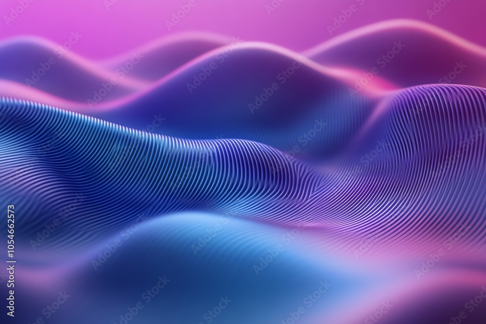 Aufkleber abstract 3d rendering of a blue and pink wavy landscape.