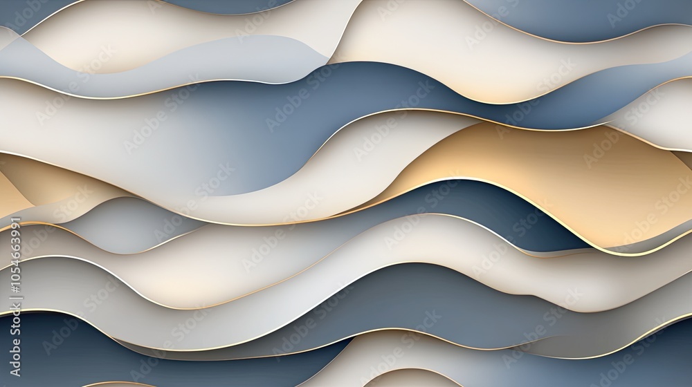 Poster glowing waves of blue and gold flow dynamically across a dark background, creating a mesmerizing abs