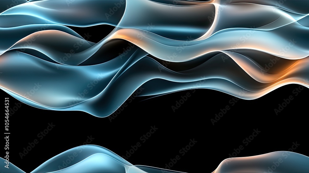 Poster glowing waves of blue and gold flow dynamically across a dark background, creating a mesmerizing abs
