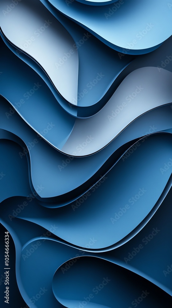 Poster abstract blue and white wavy background with 3d effect.