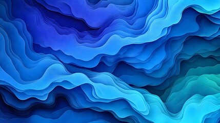 Obraz premium A stunning abstract representation of fluid blue waves, showcasing varying shades of blue and teal, creating a serene and calming atmosphere with smooth flowing lines.