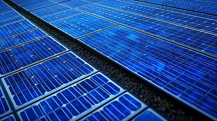 Solar panel field with advanced materials, high quality, industrial, DSLR, symbolic, 16:9