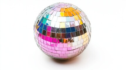 Obraz premium Glittering Disco Ball Isolated on White Background