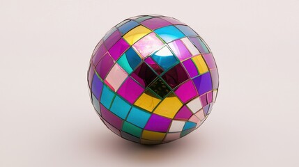 Glittering Disco Ball Isolated on White Background