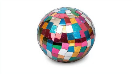 Glittering Disco Ball Isolated on White Background
