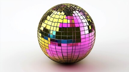 Obraz premium Glittering Disco Ball Isolated on White Background