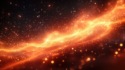 Obraz premium Abstract Background with Glowing Orange and Yellow Particles