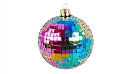 Glittering Disco Ball Isolated on White Background