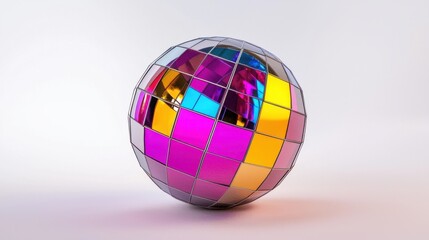 Glittering Disco Ball Isolated on White Background