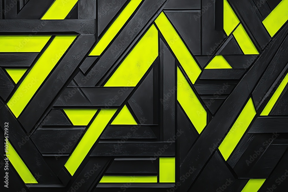 Aufkleber abstract geometric pattern with black and green stripes forming a modern design.