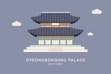 Gyeongbokgung Palace in South Korea flat style vector illustration