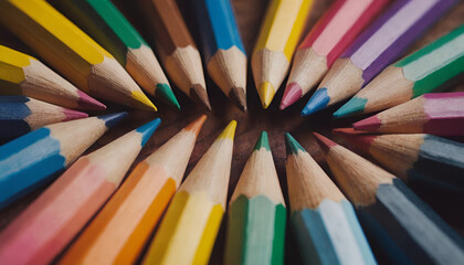 Fototapeta premium color pencils circling around together