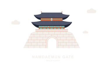 Gwanghwamun Gate in South Korea flat style illustration transparent PNG