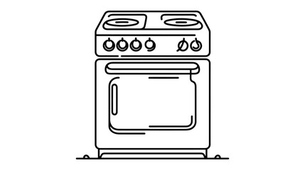 Obraz premium One continuous line illustration of a gas stove, isolated on white background.