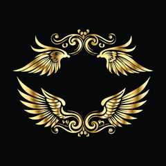 Celestial Gold Wings: Decorative Frames with Iconic Angel & Bird Wing Motifs

