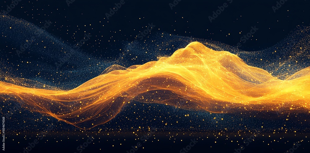 Poster abstract background with a glowing wave of golden light.