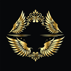 Fototapeta premium Celestial Gold Wings: Decorative Frames with Iconic Angel & Bird Wing Motifs