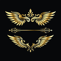 Celestial Gold Wings: Decorative Frames with Iconic Angel & Bird Wing Motifs

