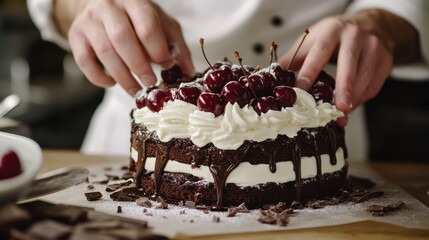 A German chef making a traditional Black Forest