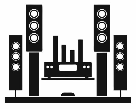 black home theater system setup clip art preview