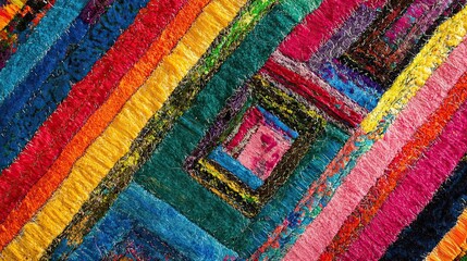 Obraz premium A Detailed Close-Up of a Multicolored Fabric Patchwork